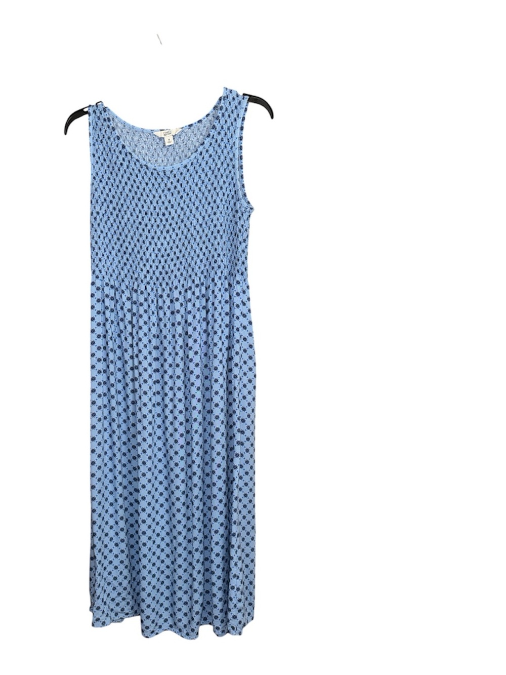 Blue Smocked Midi Dress